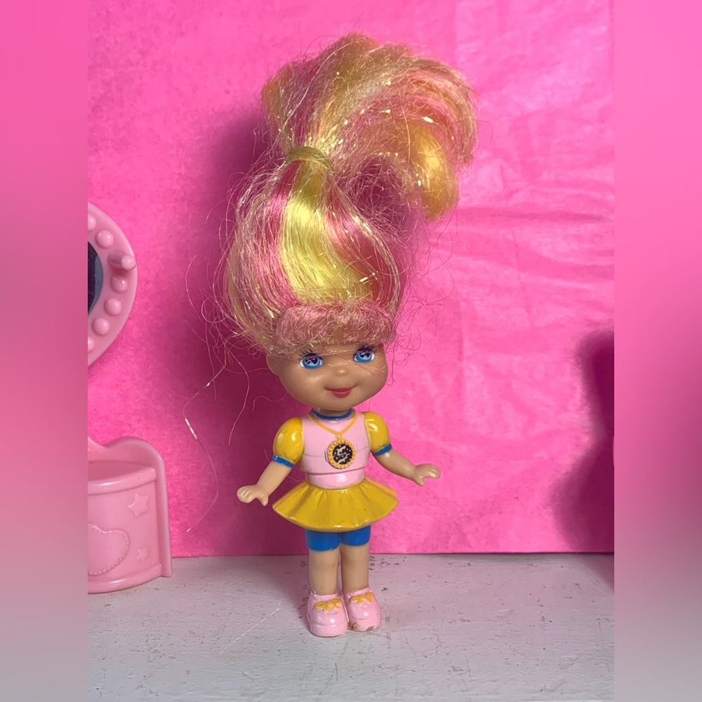 Li'l Secrets Yellow & Pink Hair Doll Mattel 1993 Tinsel Hair EXCELLENT